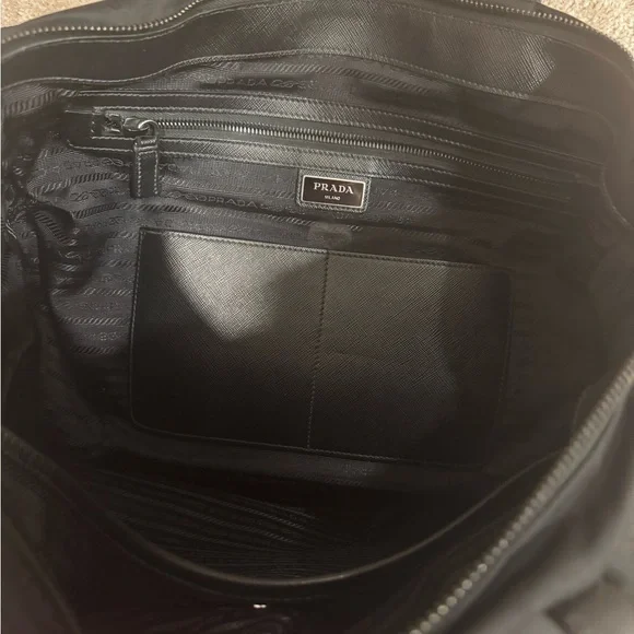 Authentic Prada Black Nylon and Saffiano Leather Shoulder/Messenger/Tote Bag - Picture 6 of 13